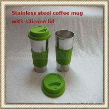 Caneca de café aço inox com tampa de Silicone (CL1C-E188S)